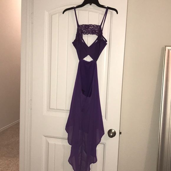 Purple high-low strappy cut-out dress- 7 - Picture 5 of 8